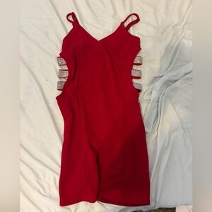 Mini red dress with open sides